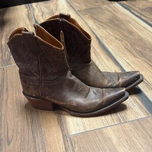 Lucchese Distressed Brown Ankle Booties